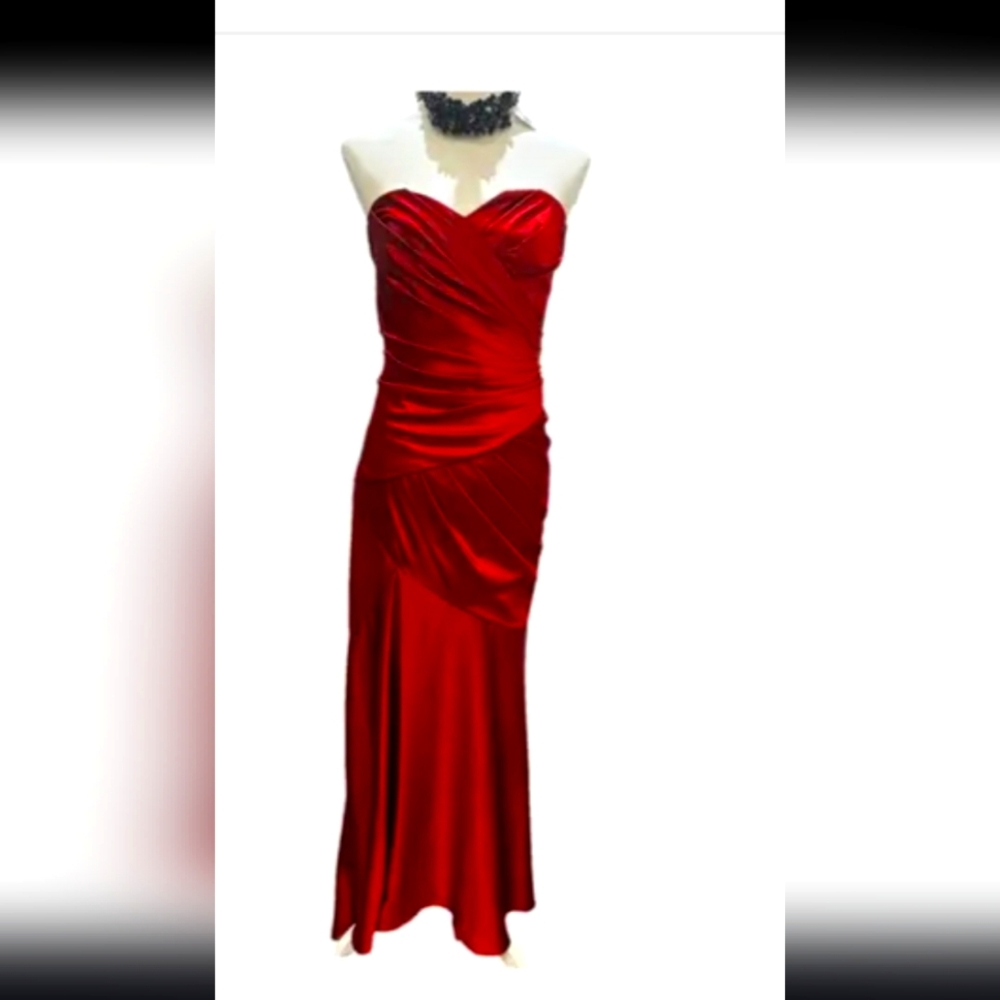 Marchesa Notte Red Satin Gown